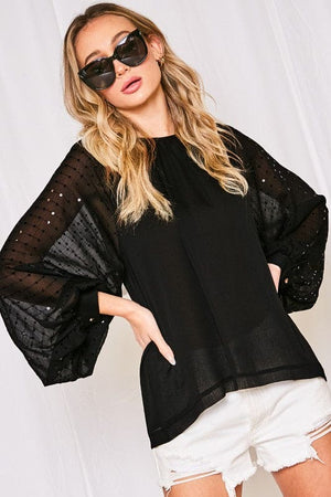 Taylor Sequin Sleeve  Blouse
