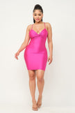 Brittany Satin Feel Fuchsia Dress