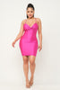 Brittany Satin Feel Fuchsia Dress