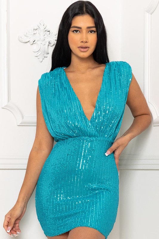 Chloe Turquoise Sequin Mini