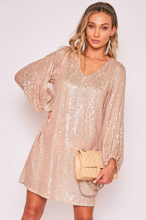 Victoria Puff Sleeve Sequin Dress