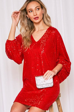 Victoria Puff Sleeve Sequin Dress