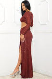 Rene Sequin Long Sleeve Maxi