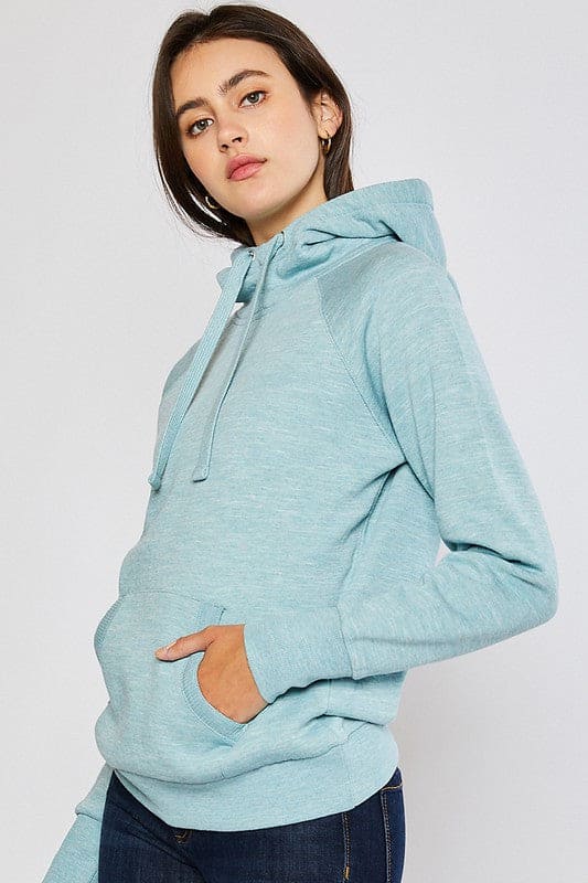 Delilah loos fit brushed fleece pullover hoodie with kangaroo pockets. * Cozy Brushed Fleece * Adjustable Drawstring * Long Sleeve Banded Cuff & Hem * Kangaroo Pocket - Pre-Washed for a NO-Shrink True Fit MODEL: 5'7