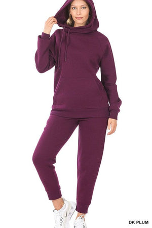 SIDE TIE SWEAT HOODIE & SWEATPANTS SET  - KANGAROO POCKET (HOODIE)  - RIBBED CUFF  - ELASTIC WAISTBAND WITH FUNCTIONAL DRAWSTRING  - SIDE POCKETS (SWEATPANTS)  **SWEAT HOODIE TOTAL BODY LENGTH: 27