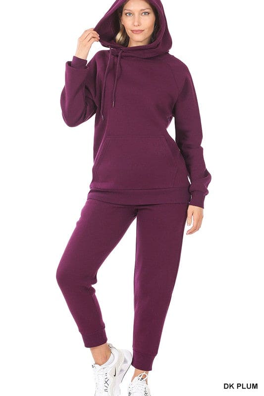 SIDE TIE SWEAT HOODIE & SWEATPANTS SET  - KANGAROO POCKET (HOODIE)  - RIBBED CUFF  - ELASTIC WAISTBAND WITH FUNCTIONAL DRAWSTRING  - SIDE POCKETS (SWEATPANTS)  **SWEAT HOODIE TOTAL BODY LENGTH: 27