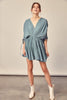 Ideal for a casual affair or an elegant evening, the Leah dress offers an unparalleled blend of vintage styling and high street fashion. Featuring a shirring sleeve, this pleated faded green dress offers a soft feminine fabric  and a flowing shape. Say yes to this dress for a guilt free serving of elegance. www.shopthetags.com