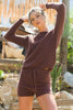 Make heads turn all season in the exclusive Olivia 2 piece lounge set. Featuring a soft  long sleeve boat neck sweater with the matching sweater drawstring waist shorts. Can be worn inside or outside and is ideal as a fashion combination. Embrace your inner peace.