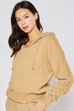COTTON TERRY SPLIT-NECK HOODIE * Lightweight and Soft Cotton Terry * Adjustable Drawstring Waist * Long Sleeve Banded Cuff & Hem * Match with PA530 - Pre-Washed for a no-shrink true fit. MODEL: 5'7