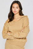 COTTON TERRY SPLIT-NECK HOODIE * Lightweight and Soft Cotton Terry * Adjustable Drawstring Waist * Long Sleeve Banded Cuff & Hem * Match with PA530 - Pre-Washed for a no-shrink true fit. MODEL: 5'7