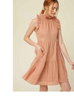 Crafted from breezy textured cotton the Bianca boast a flattering ruffled halter neckline , keyhole back with ties and descends into a tiered knee-grazing silhouette. This classic linen lined dress is beautifully made and makes a wonderful impression for years to come. Please note that each piece in the Deerfield Collection has pockets. www.hoytietoytie.com